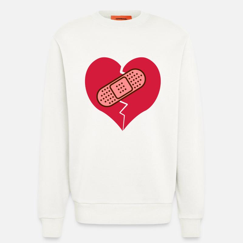 gebrochenes Herz mit Pflaster - Sweatshirt - made by SPREAD  - OFF WHITE