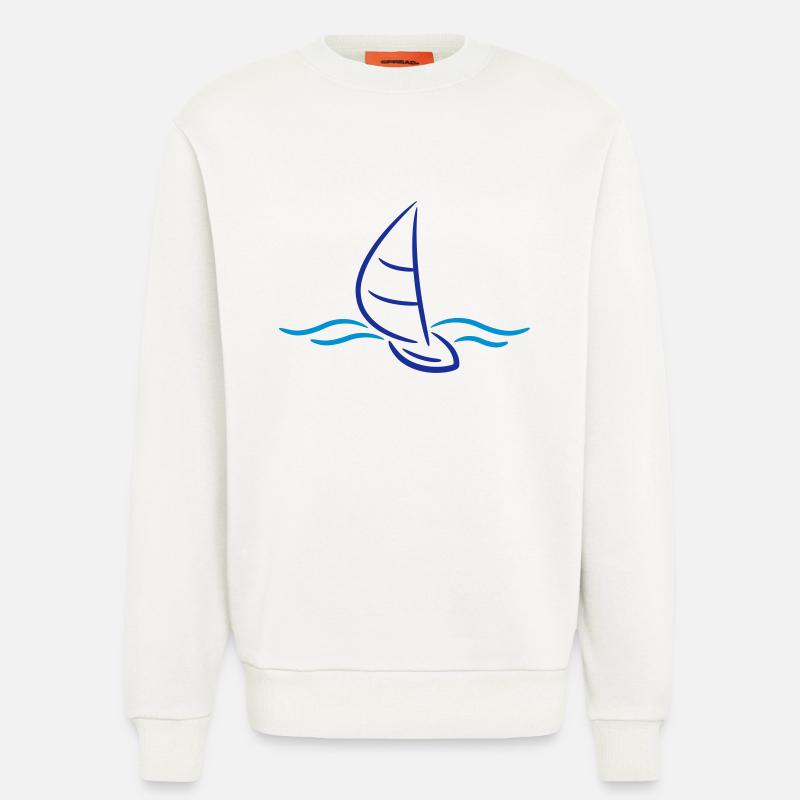 Sailing Boad And Waves Logo - Sweat bio décontracté fabriqué en UE - OFF WHITE