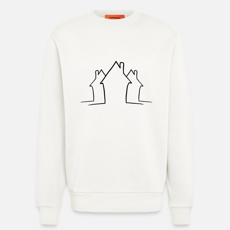 Lignes de maisons de quartier - Sweat bio décontracté fabriqué en UE - OFF WHITE