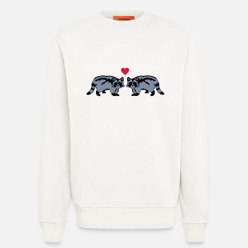 waschbären verliebt - Sweatshirt - made by SPREAD - OFF WHITE