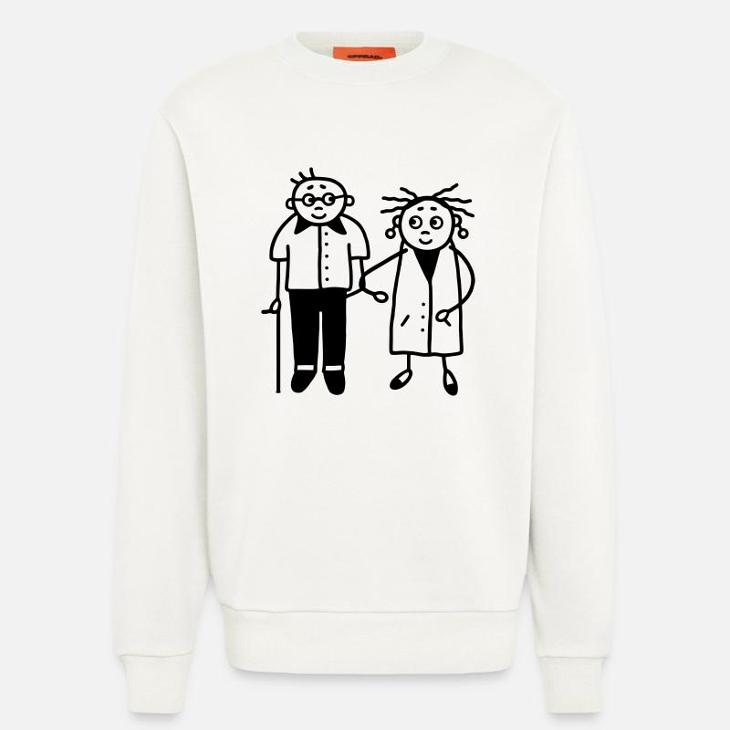 Altenpflegerin mit Opa - Sweatshirt - made by SPREAD  - OFF WHITE