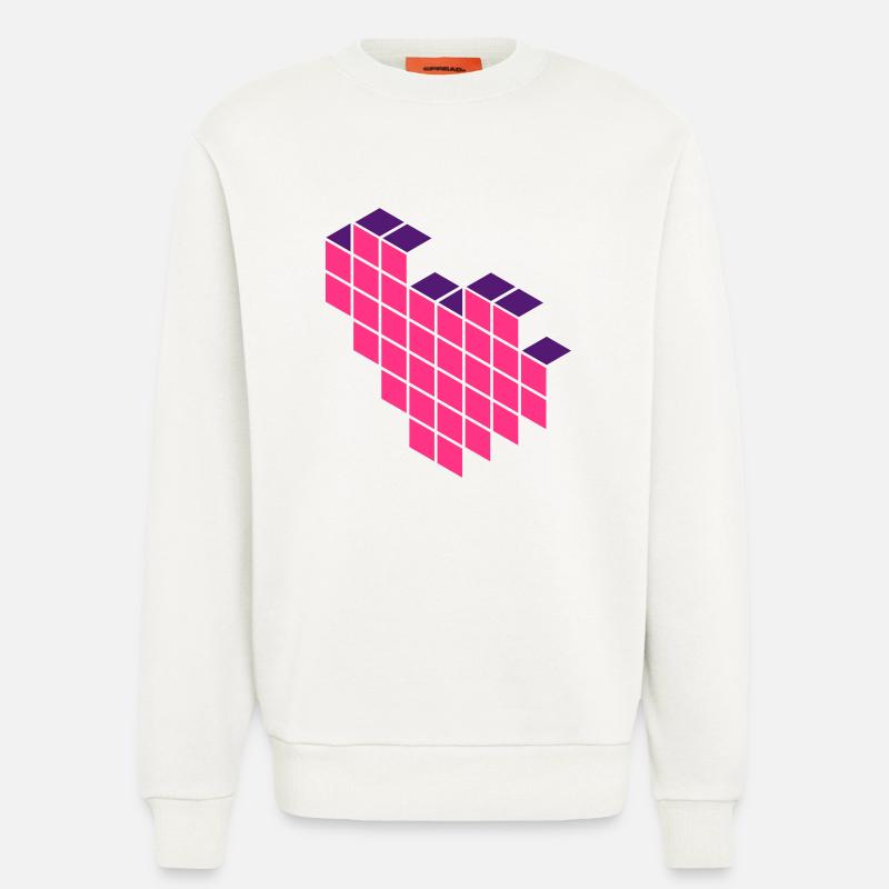 Isometrie mit Herz - Sweatshirt - made by SPREAD  - OFF WHITE