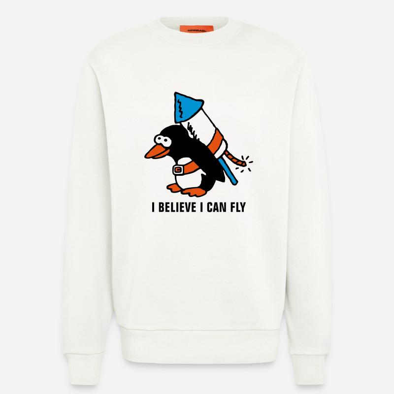 rocket_pinguin_white_b_3c - Sweatshirt - made by SPREAD - OFF WHITE