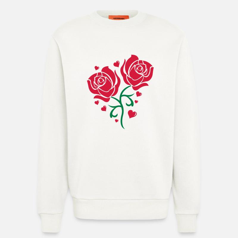 roses2 - Sweat bio décontracté fabriqué en UE - OFF WHITE