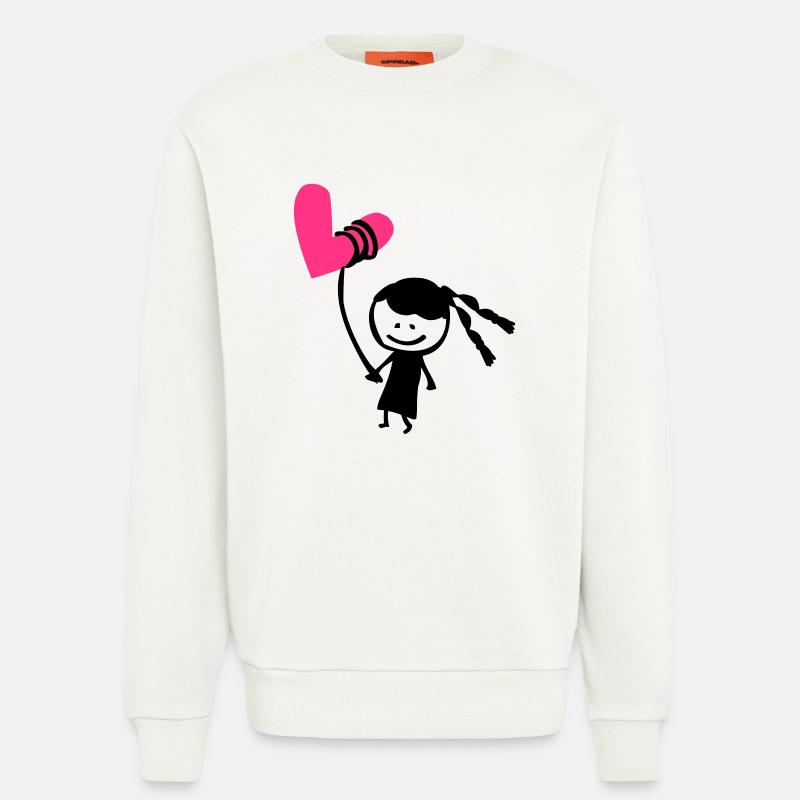 Kleines Mädchen mit Herzballon - Sweatshirt - made by SPREAD  - OFF WHITE