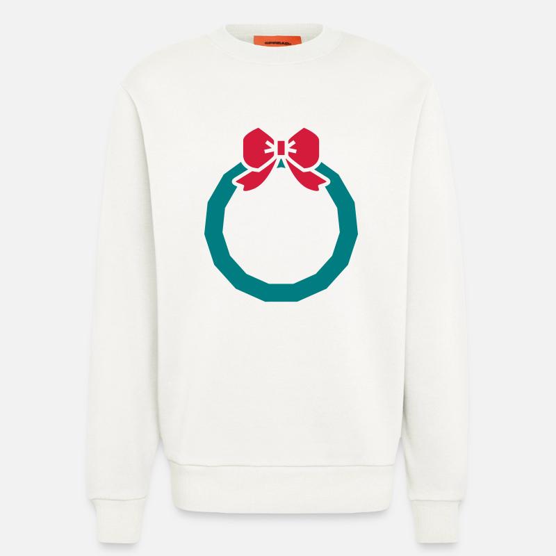 Weihnachtskranz mit rotem Band - Sweatshirt - made by SPREAD  - OFF WHITE