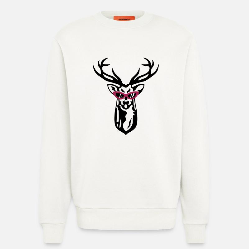 Hirsch mit Retrobrille - Sweatshirt - made by SPREAD  - OFF WHITE