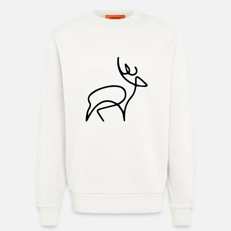 oneline Hirsch - Sweatshirt - made by SPREAD  - OFF WHITE