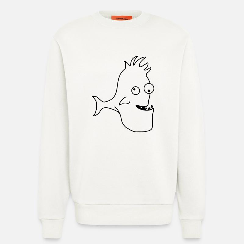 Stupid Crazy Comic Fish - Sweatshirt - made by SPREAD - OFF WHITE