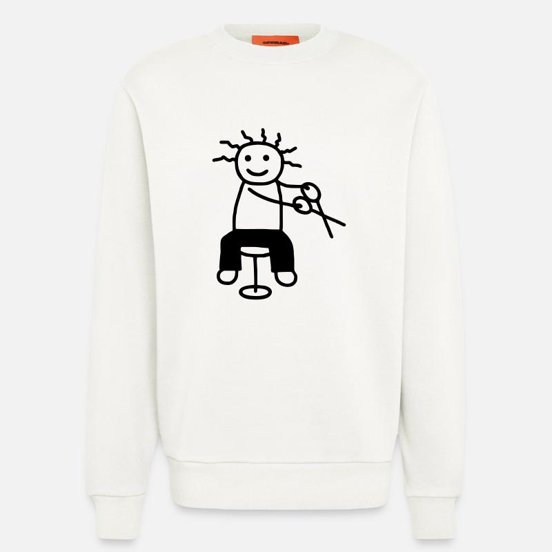Strichmännchen mit Schere - Sweatshirt - made by SPREAD  - OFF WHITE