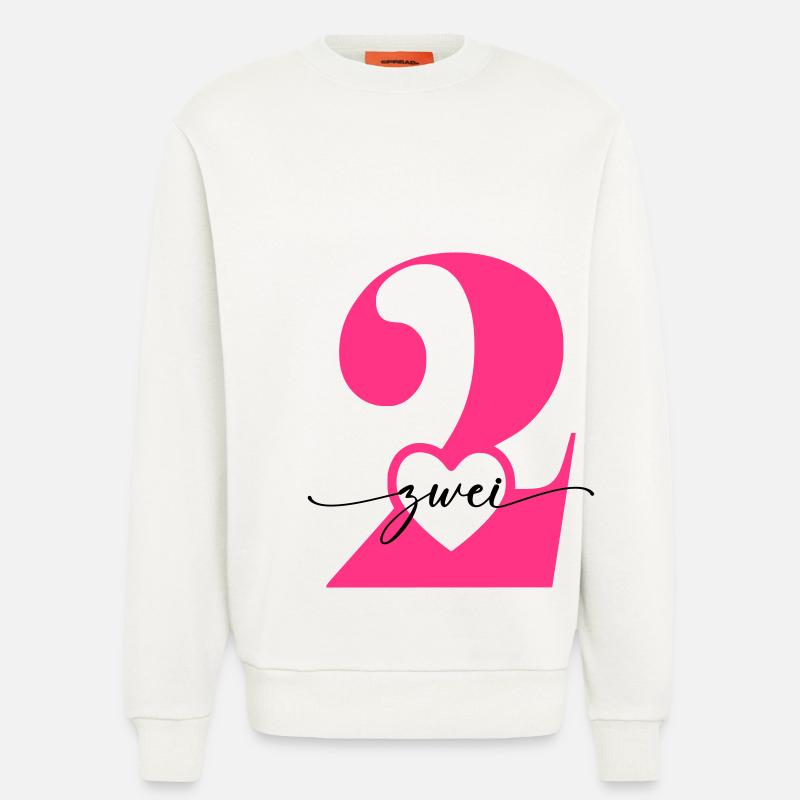 Ziffer Zwei 2 mit Herz - Sweatshirt - made by SPREAD  - OFF WHITE