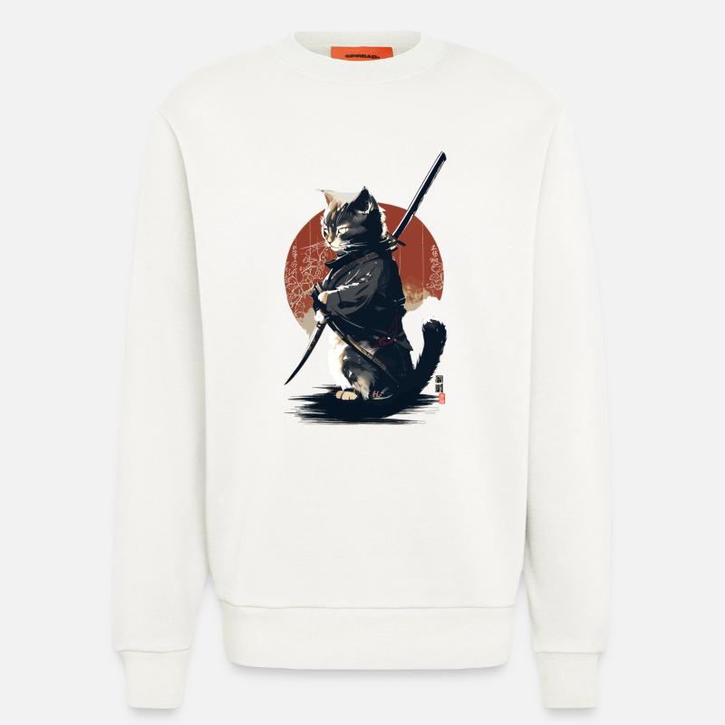 Kawaii Neko Samurai : Katzen-Samurai - Sweatshirt - made by SPREAD  - OFF WHITE