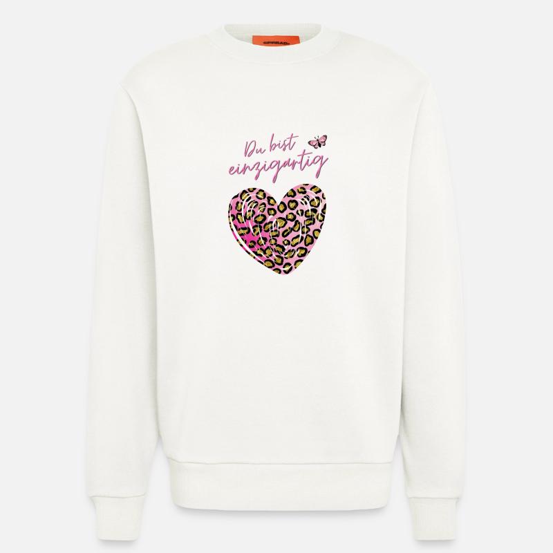 Du bist einzigartig Leopard Herz - Sweatshirt - made by SPREAD  - OFF WHITE