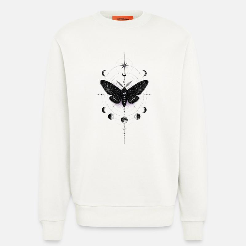 Moonlit Moth in Celestial Ring - Sweatshirt - made by SPREAD - OFF WHITE