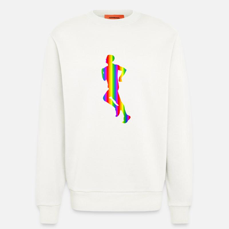 Bunter Läufer Regenbogen - Sweatshirt - made by SPREAD  - OFF WHITE