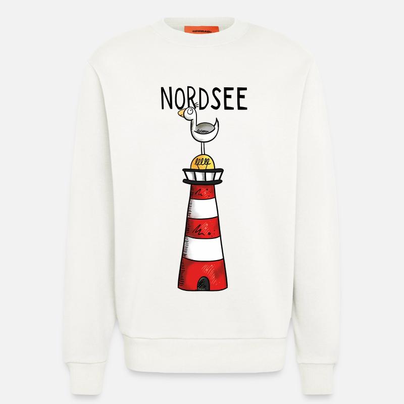 Nordsee Leuchtturm - Möwe - Comic - Geschenk - Sweatshirt - made by SPREAD  - OFF WHITE