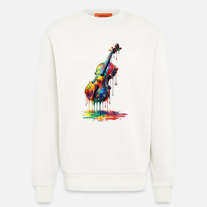 Violin with dripping paint - Sweatshirt - made by SPREAD  - OFF WHITE