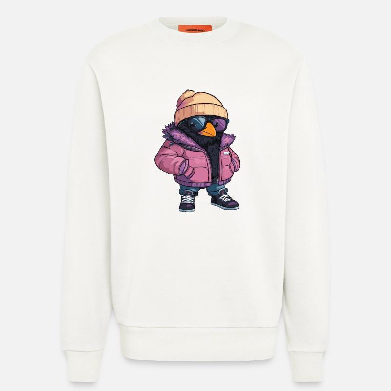 Raven Crow Cool Comic - Sweatshirt - made by SPREAD - OFF WHITE