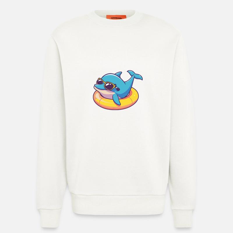 Delfin Comic Cool - Sweatshirt - made by SPREAD  - OFF WHITE
