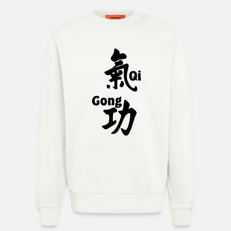 QI gong script with text vertical - Sweatshirt - made by SPREAD  - OFF WHITE