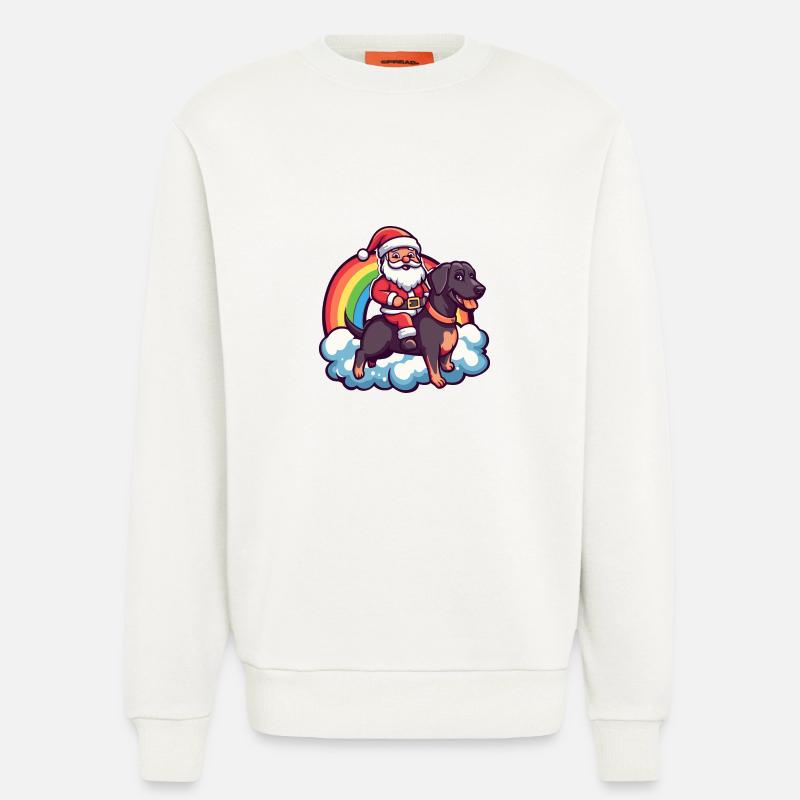 Dobermann Hund Weihnachtsmann Regenbogen - Sweatshirt - made by SPREAD  - OFF WHITE