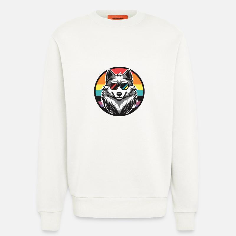 Wolf Comic Cool Sommer - Sweatshirt - made by SPREAD  - OFF WHITE