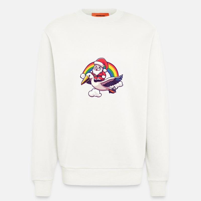 Pelikan Vogel Weihnachtsmann Regenbogen - Sweatshirt - made by SPREAD  - OFF WHITE