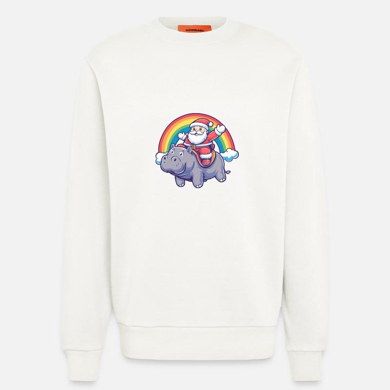 Nilpferd Weihnachtsmann Regenbogen - Sweatshirt - made by SPREAD  - OFF WHITE