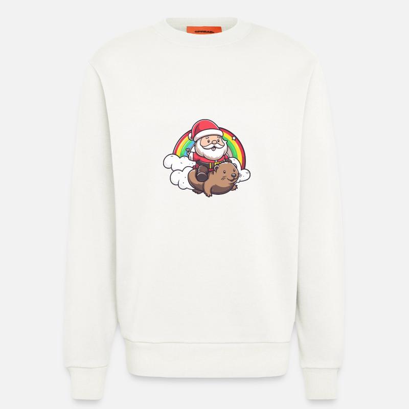 Biber Weihnachtsmann Regenbogen - Sweatshirt - made by SPREAD  - OFF WHITE