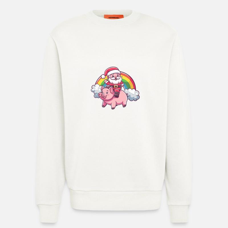 Schwein Weihnachtsmann Regenbogen - Sweatshirt - made by SPREAD  - OFF WHITE