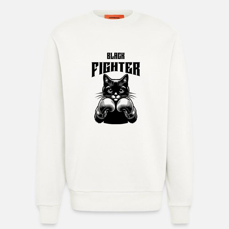 Katze mit Boxhandschuhen - Sweatshirt - made by SPREAD  - OFF WHITE