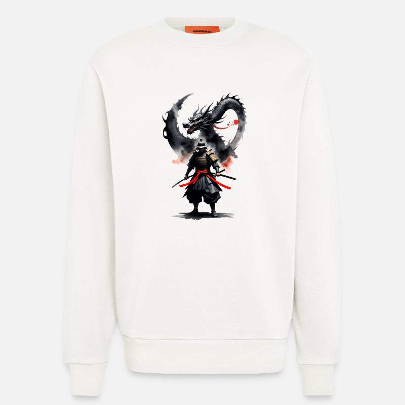 Samurai Krieger Schwarzer Drache - Sweatshirt - made by SPREAD  - OFF WHITE
