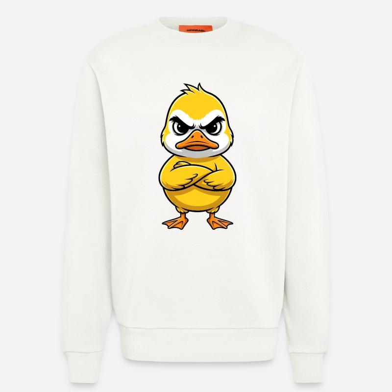 Grumpy Duck Cartoon Annoyed Grumpy Sour - Sweatshirt - made by SPREAD - OFF WHITE
