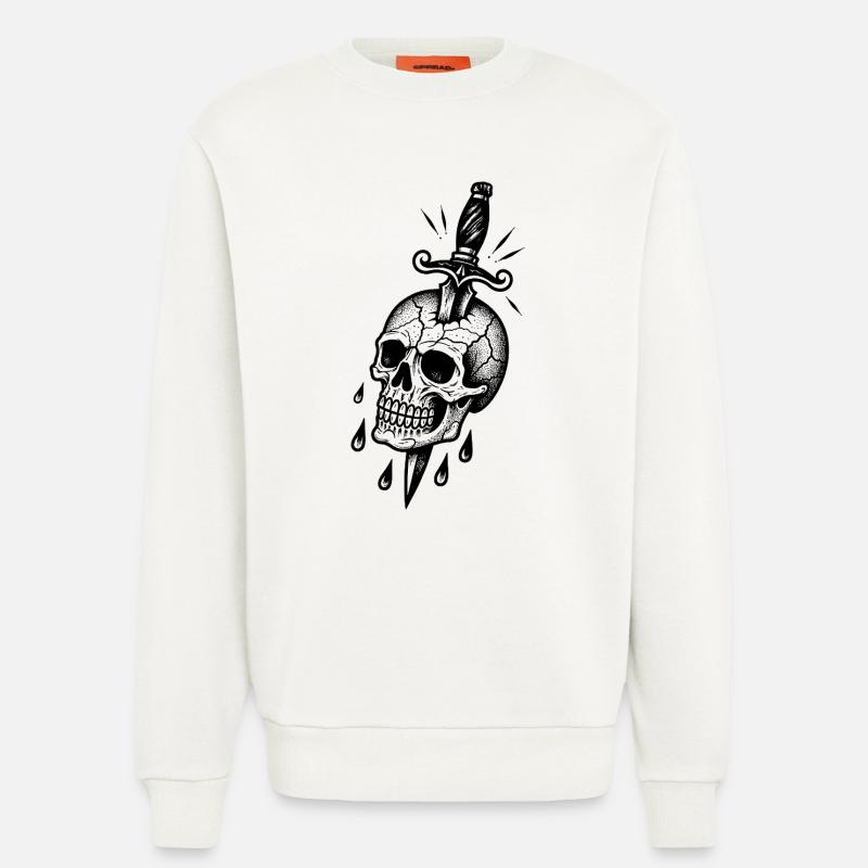 Zerbrochener Schädel mit einem Dolch - Sweatshirt - made by SPREAD  - OFF WHITE