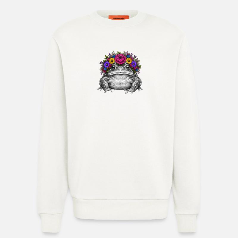 Toad with flower crown - Sweatshirt - made by SPREAD - OFF WHITE