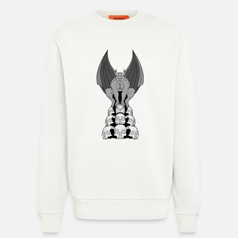 Gargoyle Dämon über Schädeln - Sweatshirt - made by SPREAD  - OFF WHITE