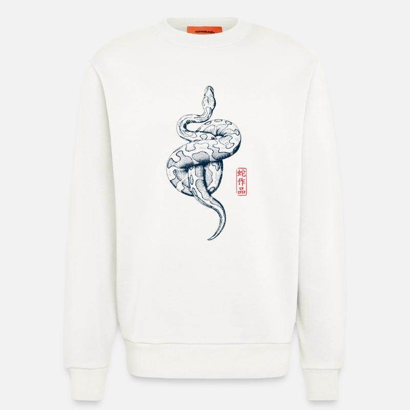 Python avec tampon kanji - Sweat bio décontracté fabriqué en UE - OFF WHITE