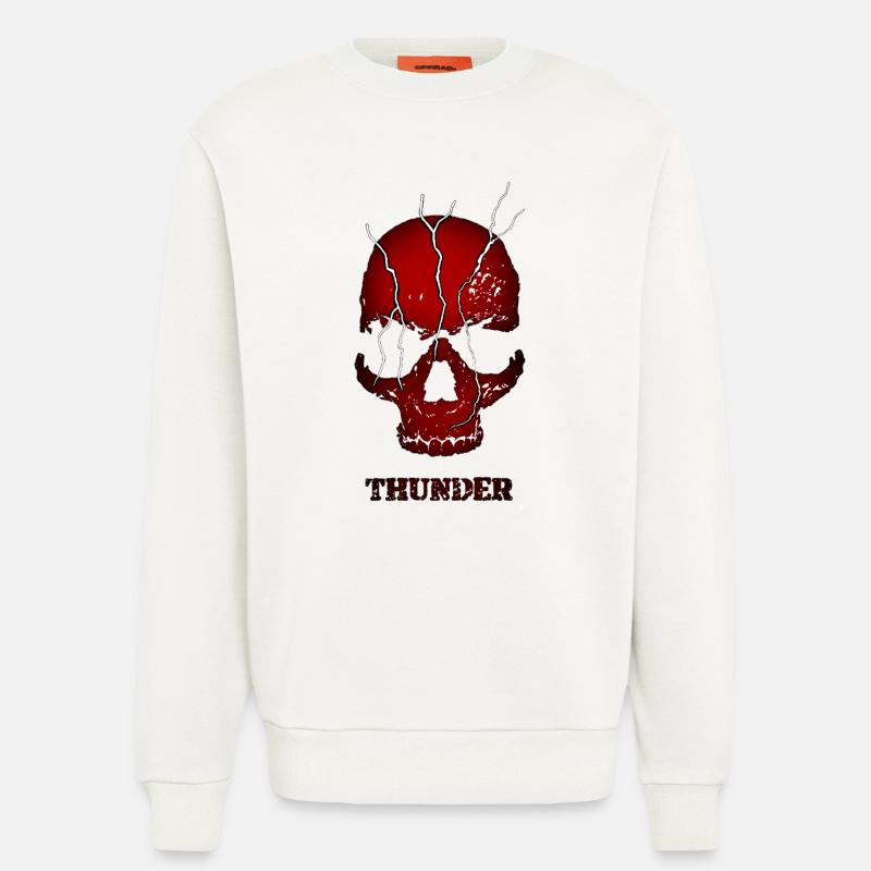 Exploding Thunder Skull - Sweatshirt - made by SPREAD  - OFF WHITE