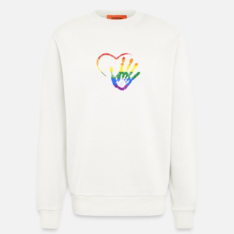 RAINBOW MAIN DANS LA MAIN - Sweat bio décontracté fabriqué en UE - OFF WHITE