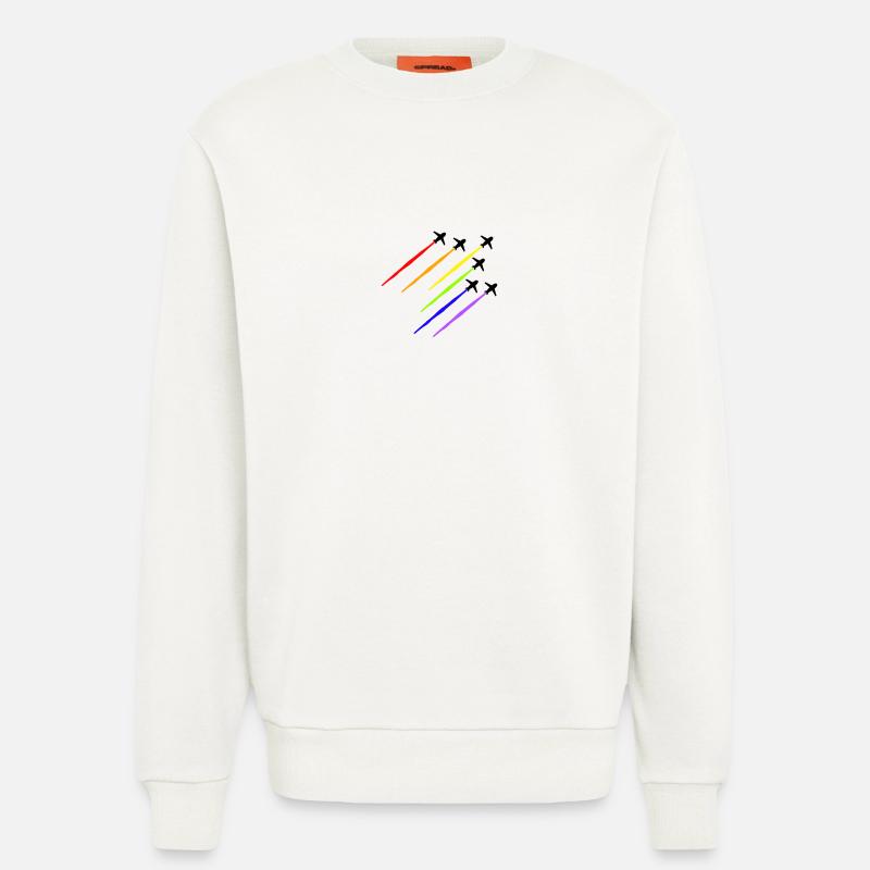 Regenbogen Flugzeug - Sweatshirt - made by SPREAD  - OFF WHITE