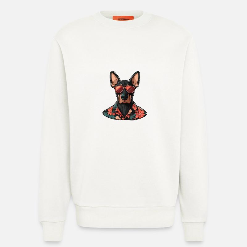 Dobermann Hund Comic Urlaub - Sweatshirt - made by SPREAD  - OFF WHITE