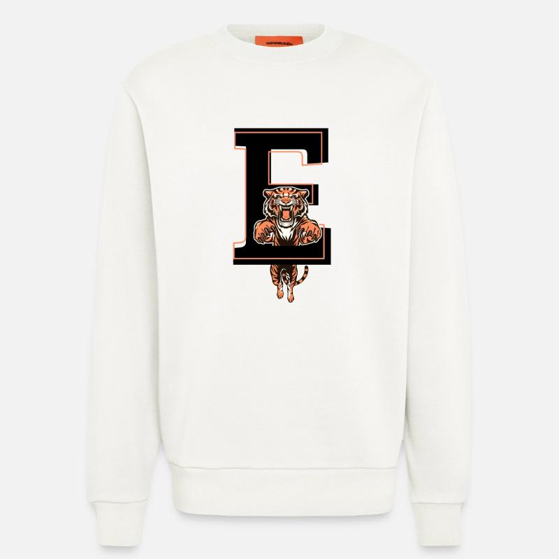 Letter E tiger - gift idea - Sweatshirt - made by SPREAD  - OFF WHITE