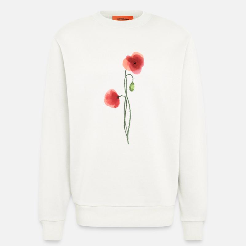 Flower: red poppy - Sweatshirt - made by SPREAD  - OFF WHITE
