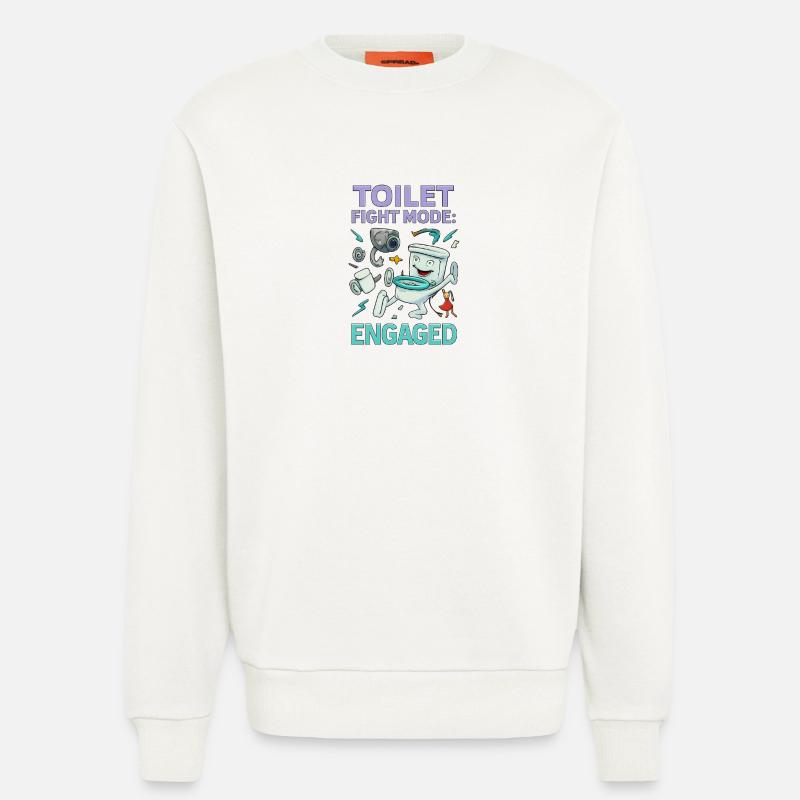 Toilettenkampf-Modus – Absurdes Hirnfäule-Design - Sweatshirt - made by SPREAD  - OFF WHITE
