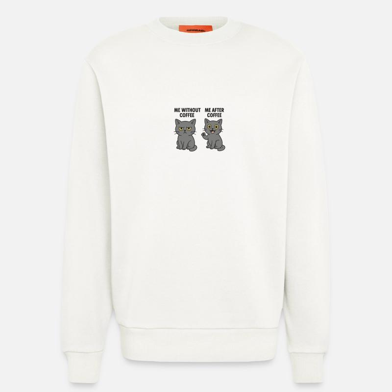 Cat memes: Grumpy without coffee - Sweatshirt - made by SPREAD  - OFF WHITE