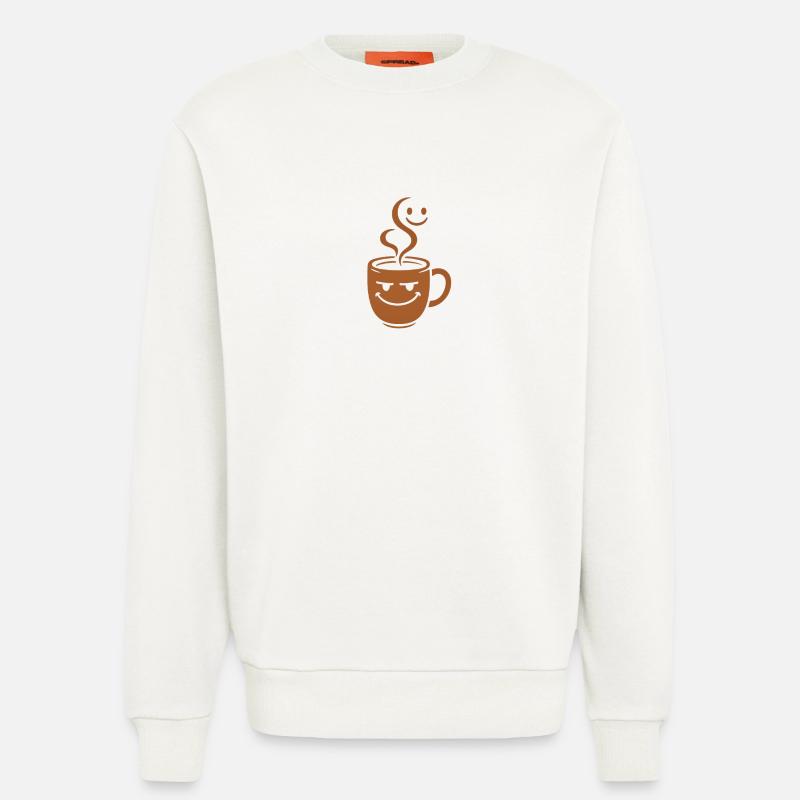 Fröhlicher Kaffeebecher mit Smileys - Sweatshirt - made by SPREAD  - OFF WHITE