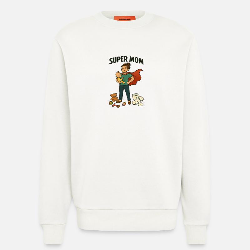 Super Mama Held mit Kind Cape - Sweatshirt - made by SPREAD  - OFF WHITE