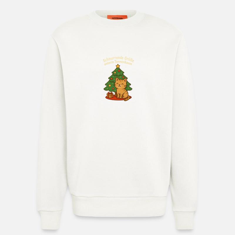 Schnurrende Grüße unterm Tannenbaum – Katze - Sweatshirt - made by SPREAD  - OFF WHITE