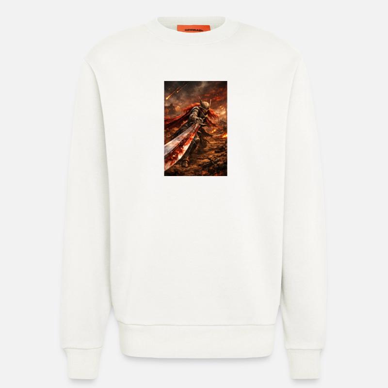 Flaming Blade Burning Warrior - Sweatshirt - made by SPREAD  - OFF WHITE