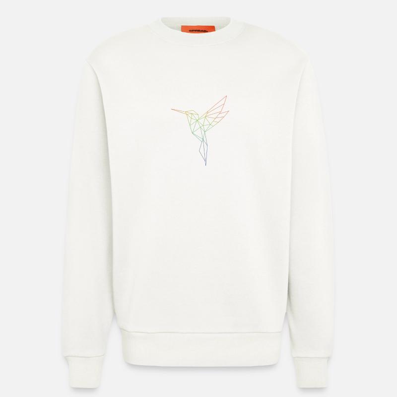 Geometrischer Regenbogenvogel - Sweatshirt - made by SPREAD - OFF WHITE